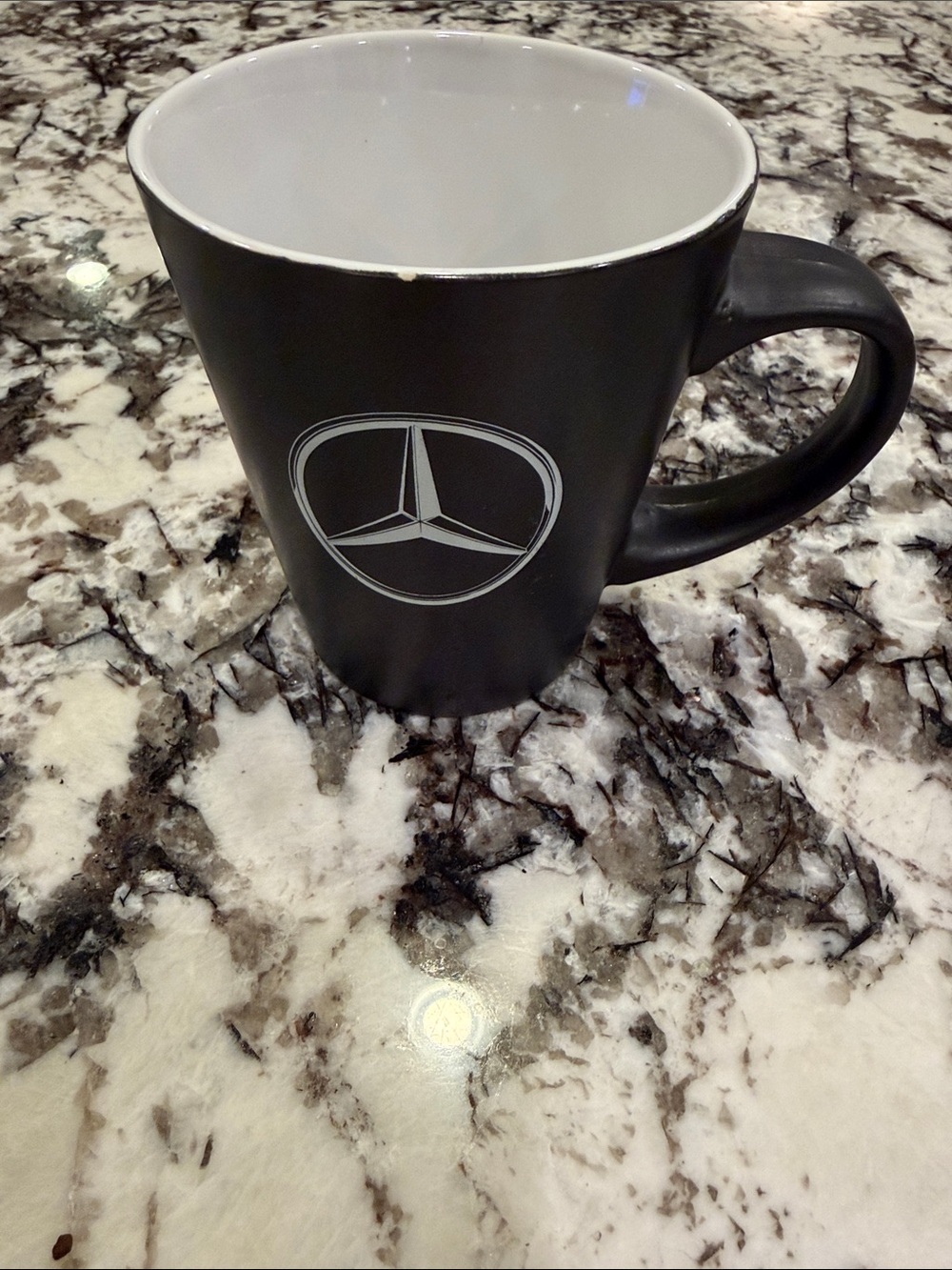 Mercedes-Benz Logo Black & White Coffee Mug Cup with Black Mercedes-Benz Logo